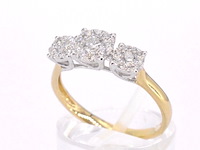 Gouden ring met drie chatons van diamanten 0.75 carat - afbeelding 4 van  10