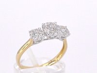 Gouden ring met drie chatons van diamanten 0.75 carat - afbeelding 5 van  10