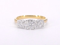Gouden ring met drie chatons van diamanten 0.75 carat - afbeelding 6 van  10