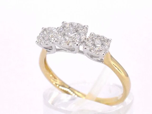 Gouden ring met drie chatons van diamanten 0.75 carat - afbeelding 6 van  11
