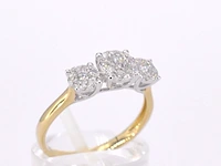 Gouden ring met drie chatons van diamanten 0.75 carat - afbeelding 7 van  11