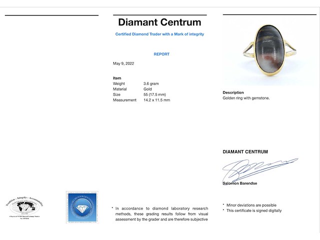 Gouden ring met edelsteen - afbeelding 3 van  4