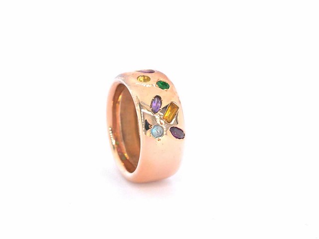 Gouden ring met edelstenen - afbeelding 5 van  6