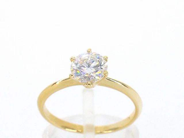 Gouden ring met een briljant geslepen diamant van 1.00 carat - afbeelding 1 van  12