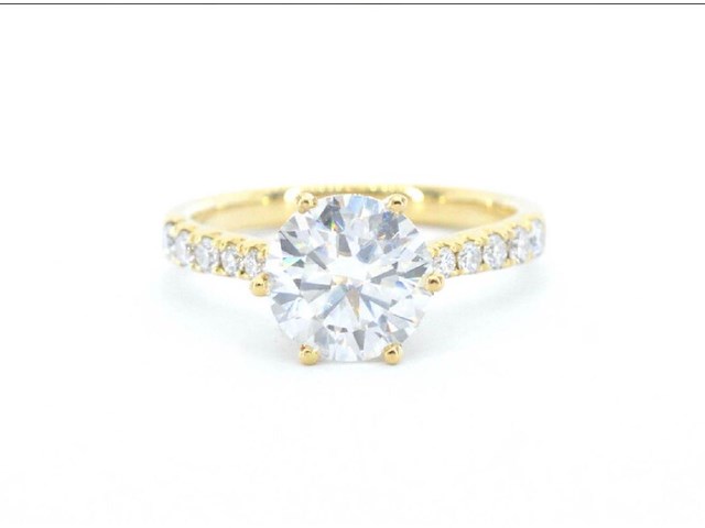 Gouden ring met een briljant geslepen diamant van 3.00 carat, goud - afbeelding 1 van  9