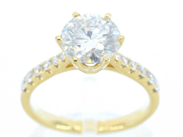 Gouden ring met een briljant geslepen diamant van 3.00 carat - afbeelding 1 van  10