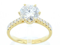 Gouden ring met een briljant geslepen diamant van 3.00 carat - afbeelding 1 van  10