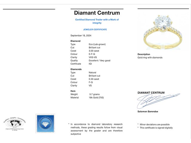 Gouden ring met een briljant geslepen diamant van 3.00 carat - afbeelding 4 van  10
