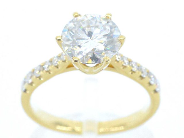 Gouden ring met een briljant geslepen natuurlijke diamant van 3.00 carat - afbeelding 1 van  11