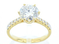 Gouden ring met een briljant geslepen natuurlijke diamant van 3.00 carat - afbeelding 1 van  11