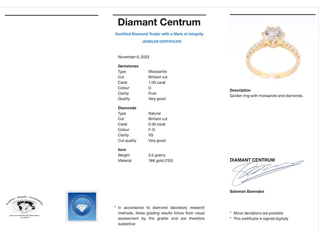 Gouden ring met één grote briljant - afbeelding 4 van  10