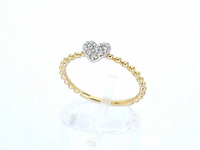 Gouden ring met een hartje vol gezet met diamanten - afbeelding 4 van  8