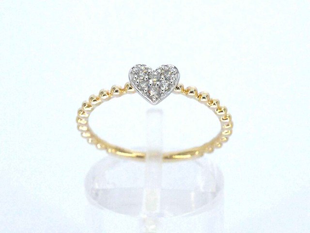 Gouden ring met een hartje vol gezet met diamanten - afbeelding 6 van  10