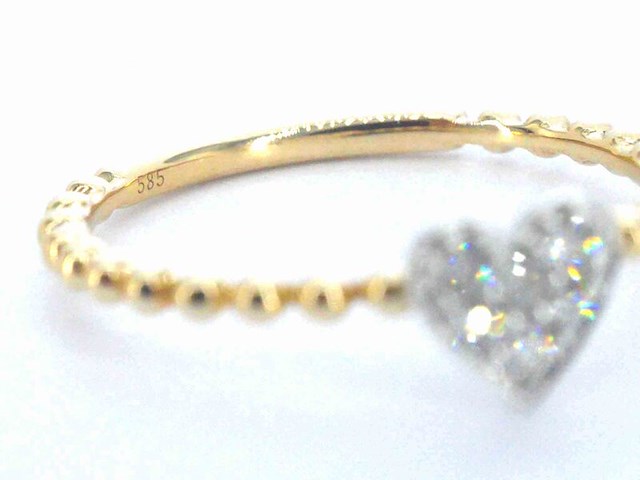 Gouden ring met een hartje vol gezet met diamanten - afbeelding 8 van  10