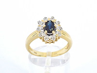 Gouden ring met een natuurlijke saffier en diamanten - afbeelding 5 van  9