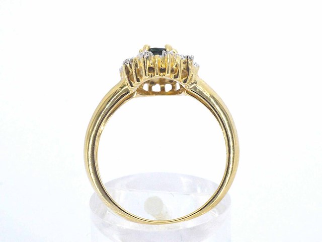 Gouden ring met een natuurlijke saffier en diamanten - afbeelding 6 van  9