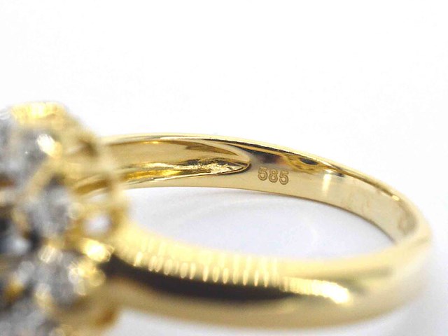 Gouden ring met een natuurlijke saffier en diamanten - afbeelding 7 van  9