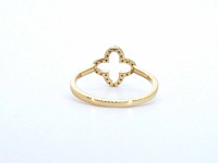Gouden ring met een open klaver vier motief gezet met diamanten - afbeelding 6 van  8