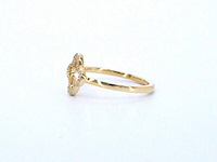 Gouden ring met een open klaver vier motief gezet met diamanten - afbeelding 8 van  8