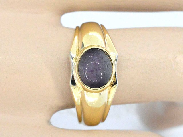 Gouden ring met een ster robijn - afbeelding 3 van  10