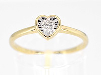 Gouden ring met hartvorm briljant geslepen diamant - afbeelding 1 van  6