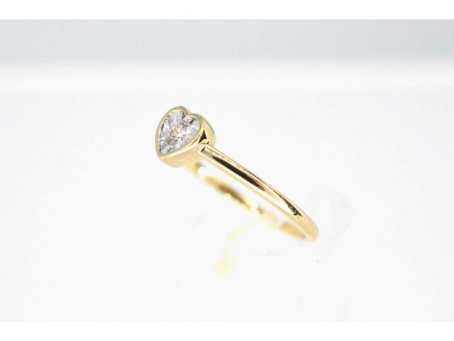 Gouden ring met hartvorm briljant geslepen diamant - afbeelding 4 van  6