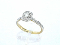 Gouden ring met natuurlijke baguette en briljant geslepen diamanten - afbeelding 5 van  9