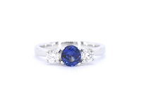 Gouden ring met natuurlijke diamant en een blauwe saffier - afbeelding 8 van  11