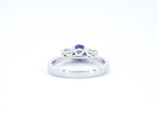 Gouden ring met natuurlijke diamant en een blauwe saffier - afbeelding 9 van  11