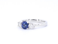 Gouden ring met natuurlijke diamant en een blauwe saffier - afbeelding 10 van  11