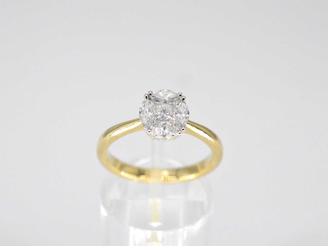 Gouden ring met prinses en marquise geslepen natuurlijke diamanten - afbeelding 6 van  6