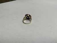 Gouden ring met rosette, boheems granaat (5,1 gram) - afbeelding 5 van  6