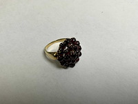 Gouden ring met rosette, boheems granaat (5,1 gram) - afbeelding 6 van  6