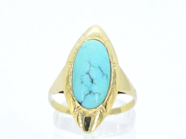 Gouden ring met turquoise - afbeelding 1 van  7