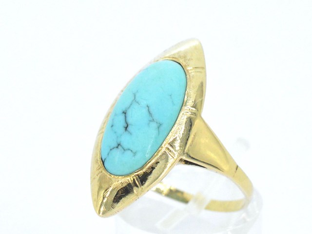 Gouden ring met turquoise - afbeelding 2 van  7
