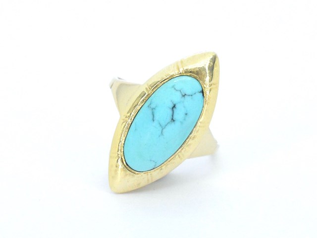 Gouden ring met turquoise - afbeelding 4 van  7