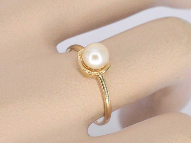 Gouden ring parel - afbeelding 3 van  10