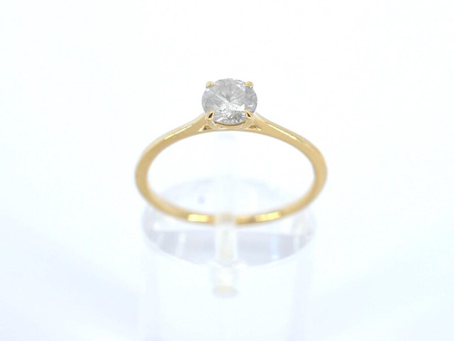 Gouden ring solitair met natuurlijke briljant geslepen diamanten - afbeelding 1 van  12