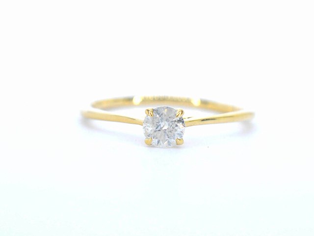 Gouden ring solitair met natuurlijke briljant geslepen diamanten - afbeelding 1 van  11