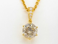 Gouden solitair hanger diamant 1.50 carat