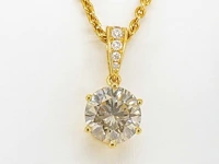 Gouden solitair hanger diamant 1.50 ct