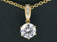 Gouden solitair hanger met een diamant 1.00 carat, excl. ketting