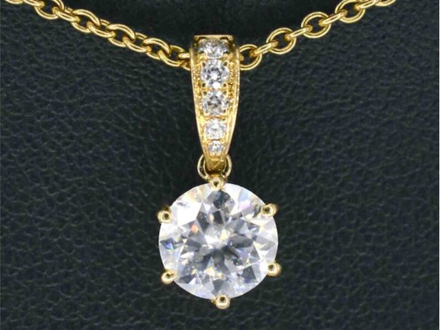 Gouden solitair hanger met een diamant 1.00 carat, excl. ketting - afbeelding 1 van  9