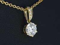 Gouden solitair hanger met een diamant 1.00 carat, excl. ketting - afbeelding 4 van  9