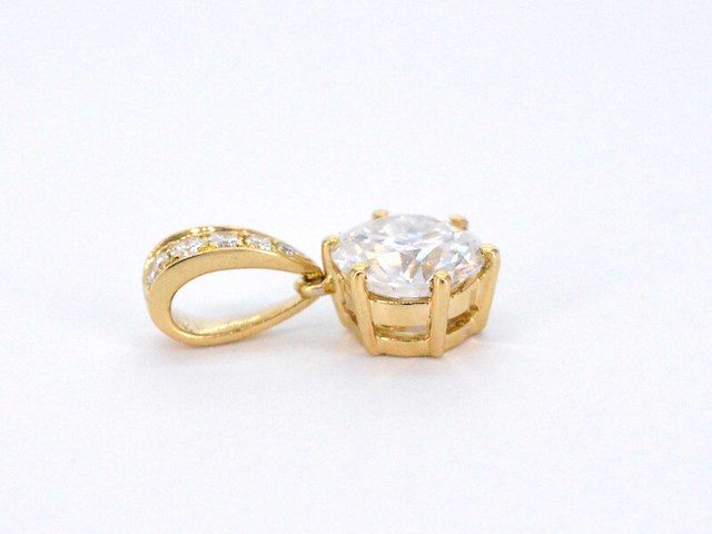 Gouden solitair hanger met een diamant 1.00 carat, excl. ketting - afbeelding 6 van  7