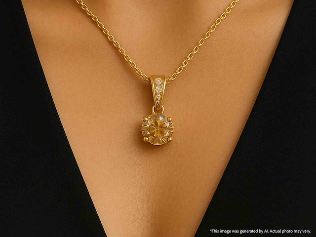 Gouden solitair hanger met een diamant van 1.50 carat, excl. ketting - afbeelding 2 van  9