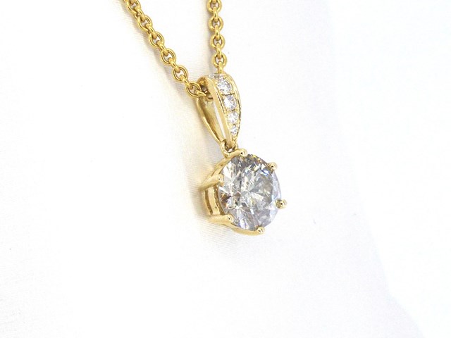 Gouden solitair hanger met een diamant van 1.50 carat, excl. ketting - afbeelding 4 van  9