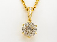 Gouden solitair hanger met een diamant van 1.50 carat, excl. ketting - afbeelding 1 van  11