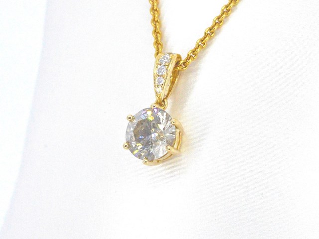 Gouden solitair hanger met een diamant van 1.50 carat, excl. ketting - afbeelding 5 van  11