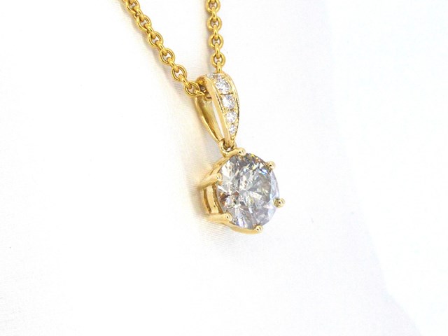 Gouden solitair hanger met een diamant van 1.50 carat, excl. ketting - afbeelding 6 van  11